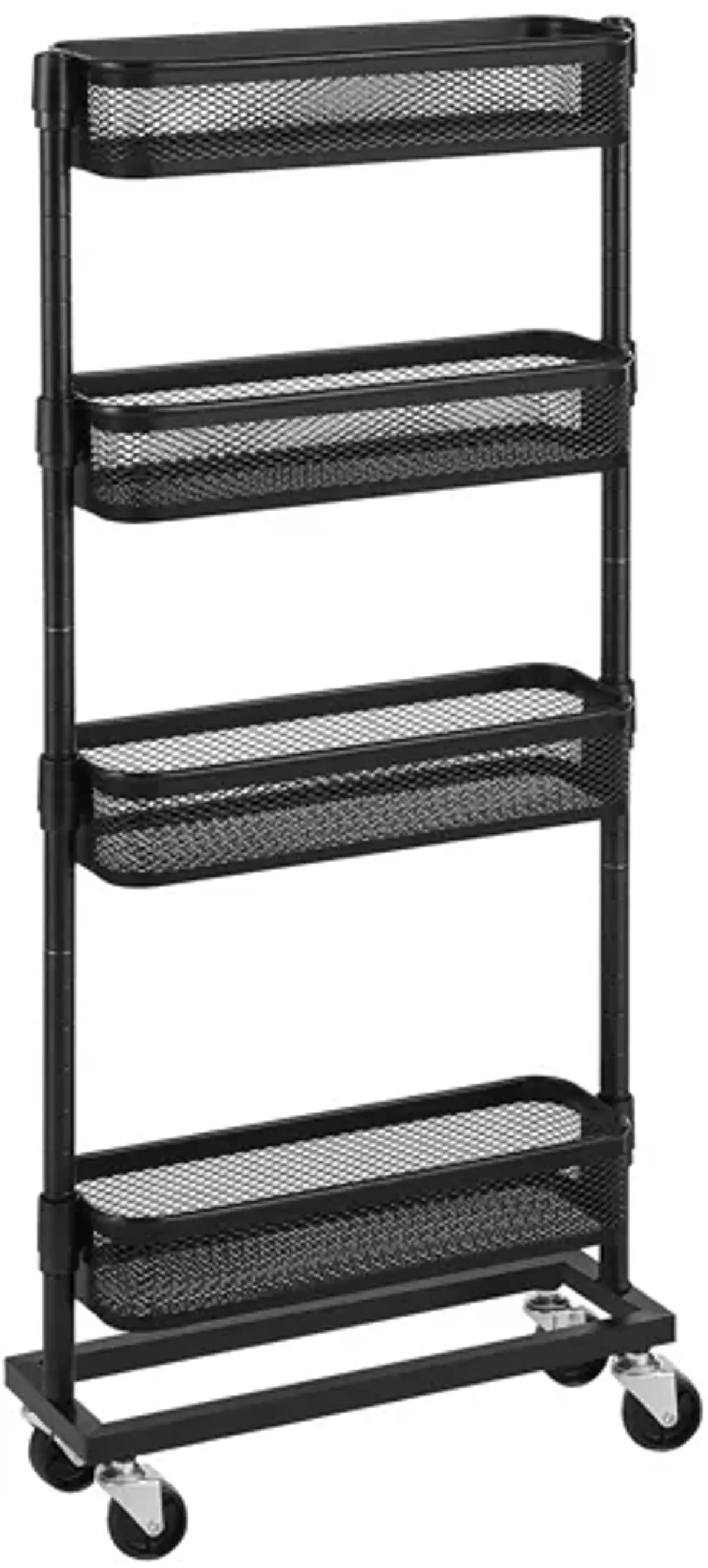 4-Tier Slim Storage Cart - Slide-Out Trolley for Small Spaces, Bathroom, and Kitchen