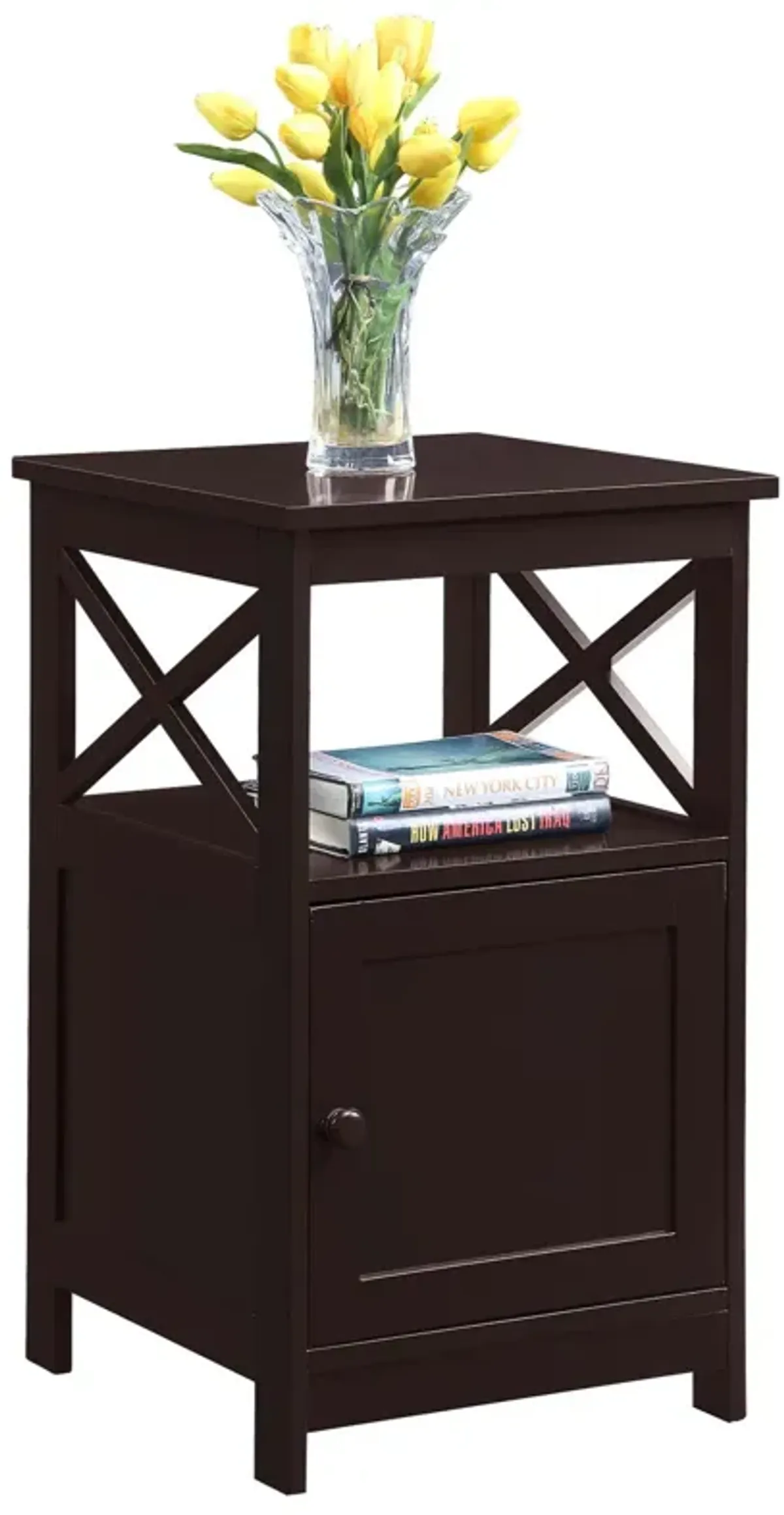 Oxford End Table with Storage Cabinet and Shelf