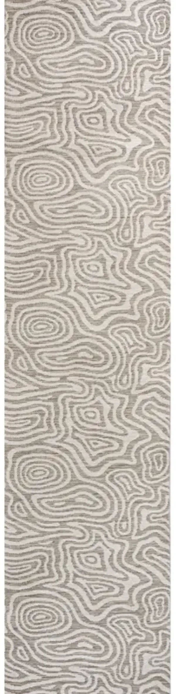 Eryx Modern Bohemian Abstract Organic Reversible Machine-Washable Gray/Cream 2 ft. x 8 ft. Indoor/Outdoor Runner Rug