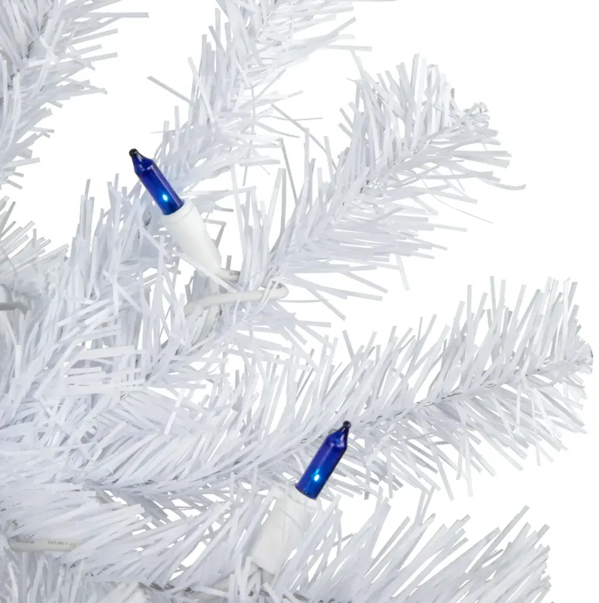 6.5’ Pre-Lit Slim Geneva White Spruce Artificial Christmas Tree  Blue Lights