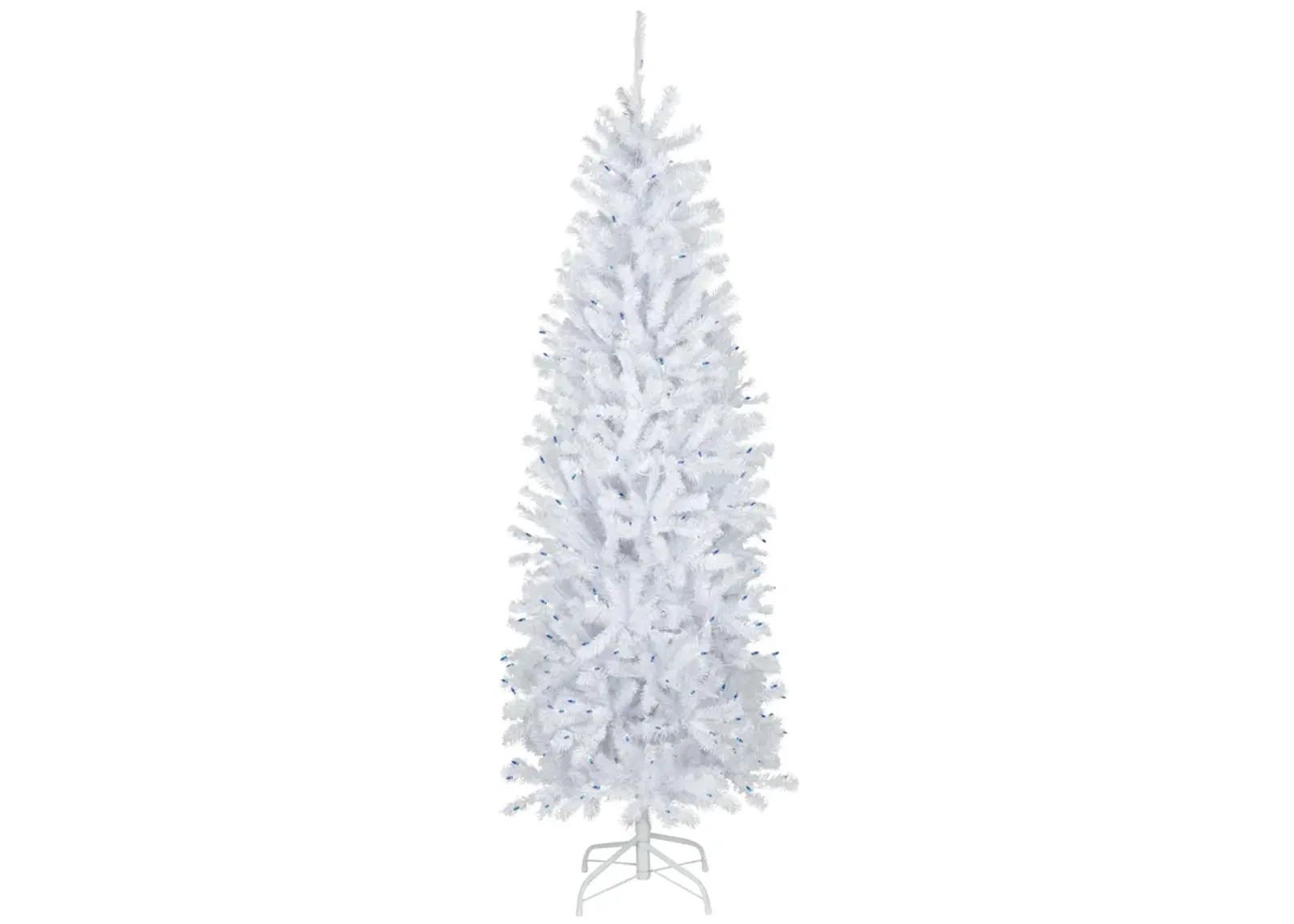 6.5’ Pre-Lit Slim Geneva White Spruce Artificial Christmas Tree  Blue Lights