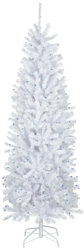 6.5’ Pre-Lit Slim Geneva White Spruce Artificial Christmas Tree  Blue Lights