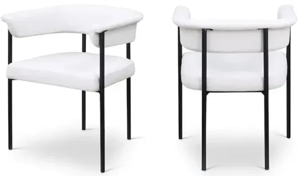 Meridian Furniture Malin Cream Linen Textured Fabric Dining Chair, Set of 2