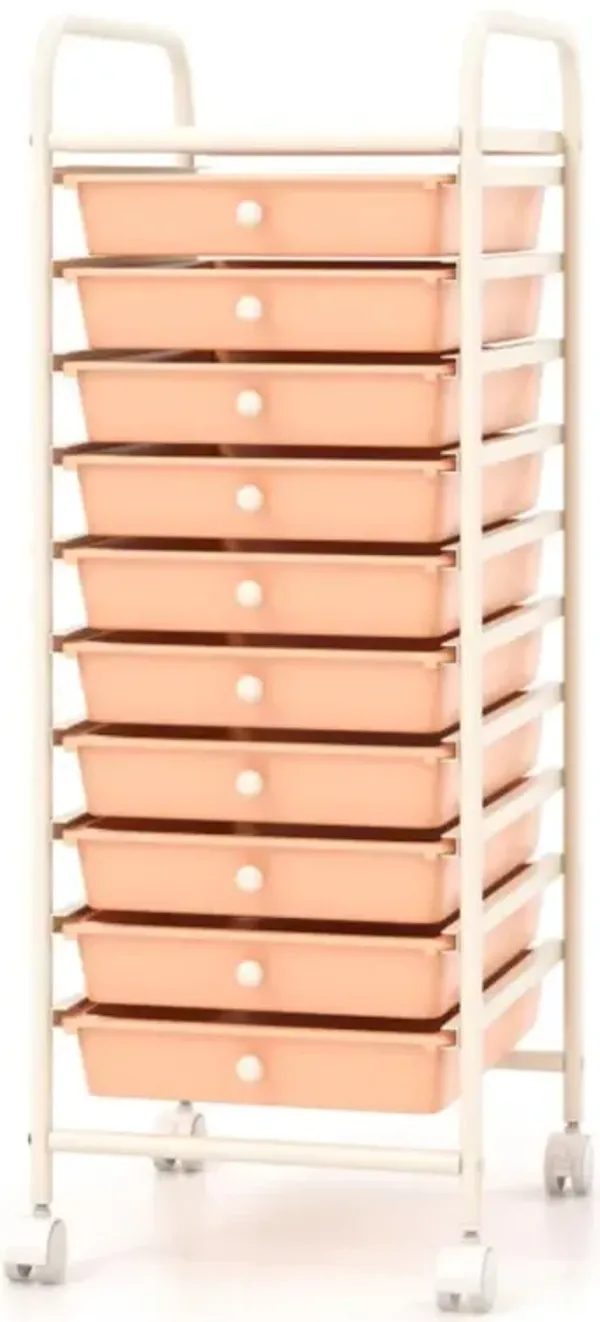 Hivvago 10 Drawer Rolling Storage Cart Organizer with 4 Universal Casters