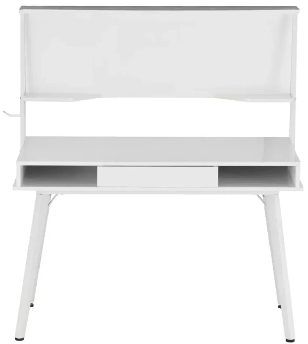 Study Computer Desk with Storage & Magnetic Dry Erase White Board, White