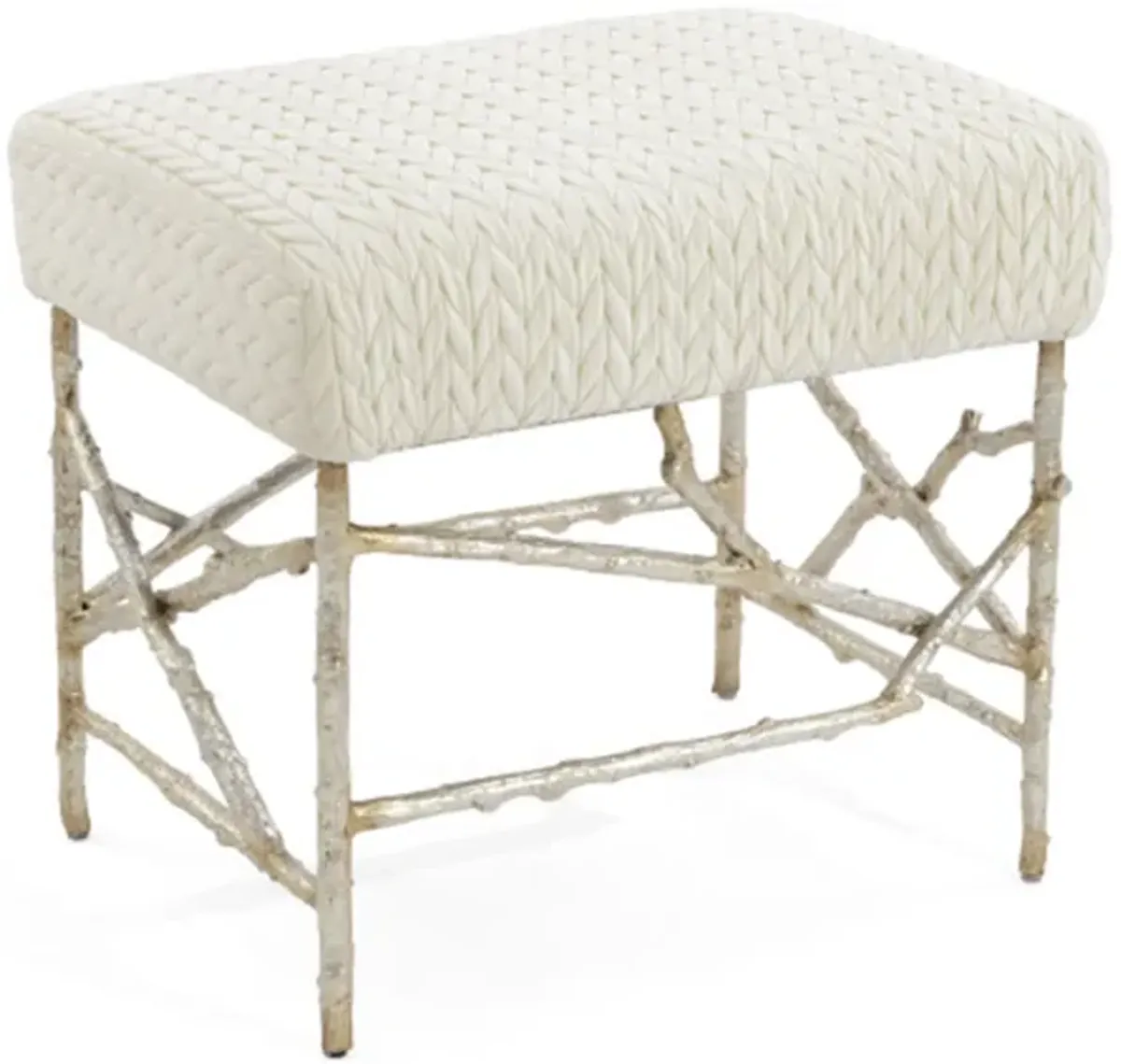 Branch-Style Base White Ottoman