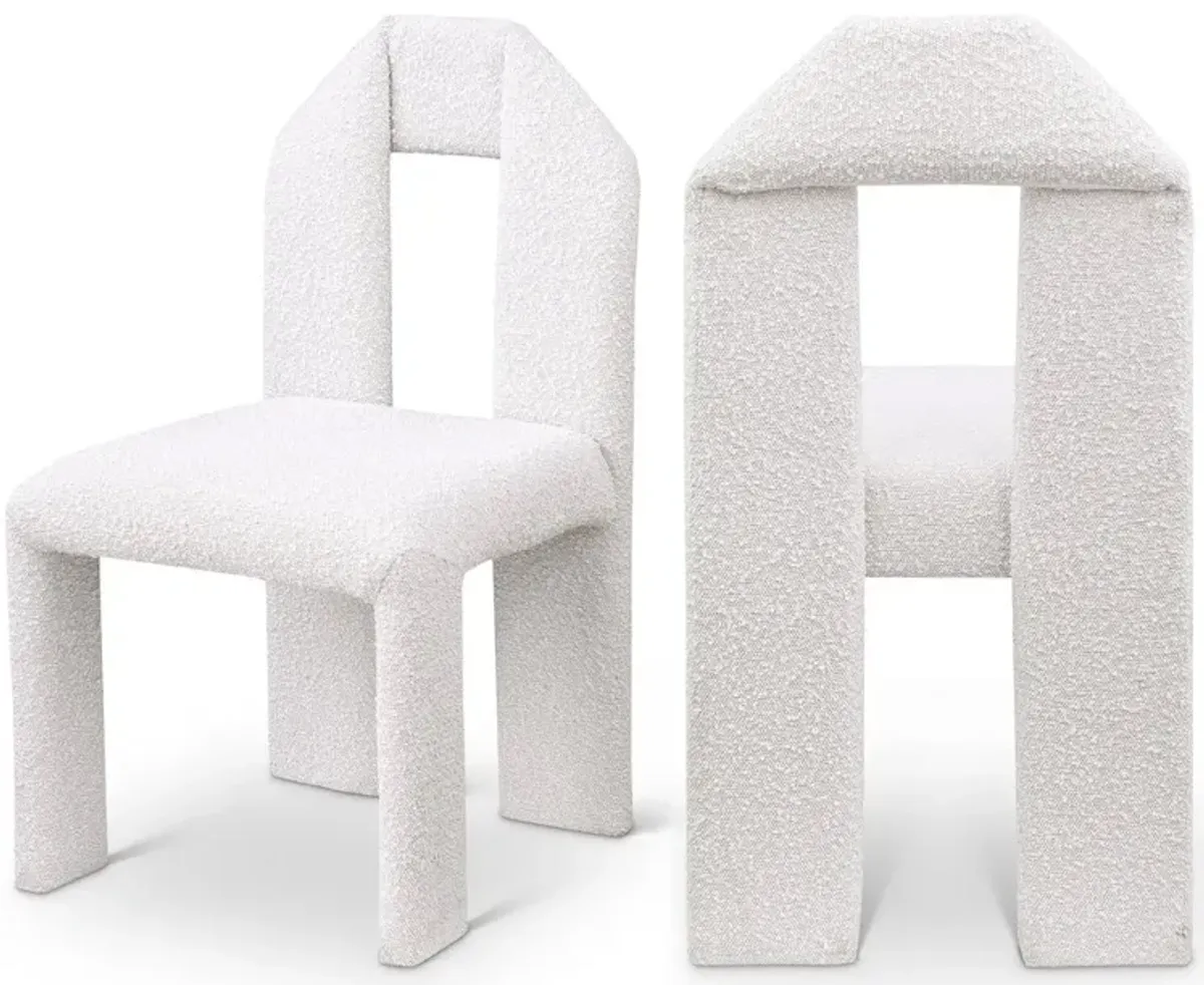 Meridian Furniture Bennett Cream Boucle Fabric Dining Chair, Set of 2
