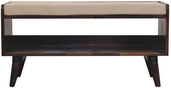 Artisan Furniture Solid Wood California Walnut bench with mud linen seat pad