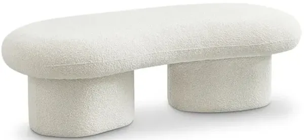 Meridian Furniture Luka Cream Boucle Fabric Bench