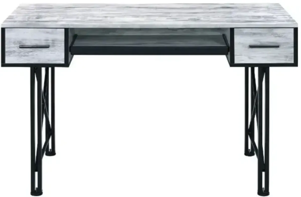 Settee Computer Desk, White & Black Finish 92797