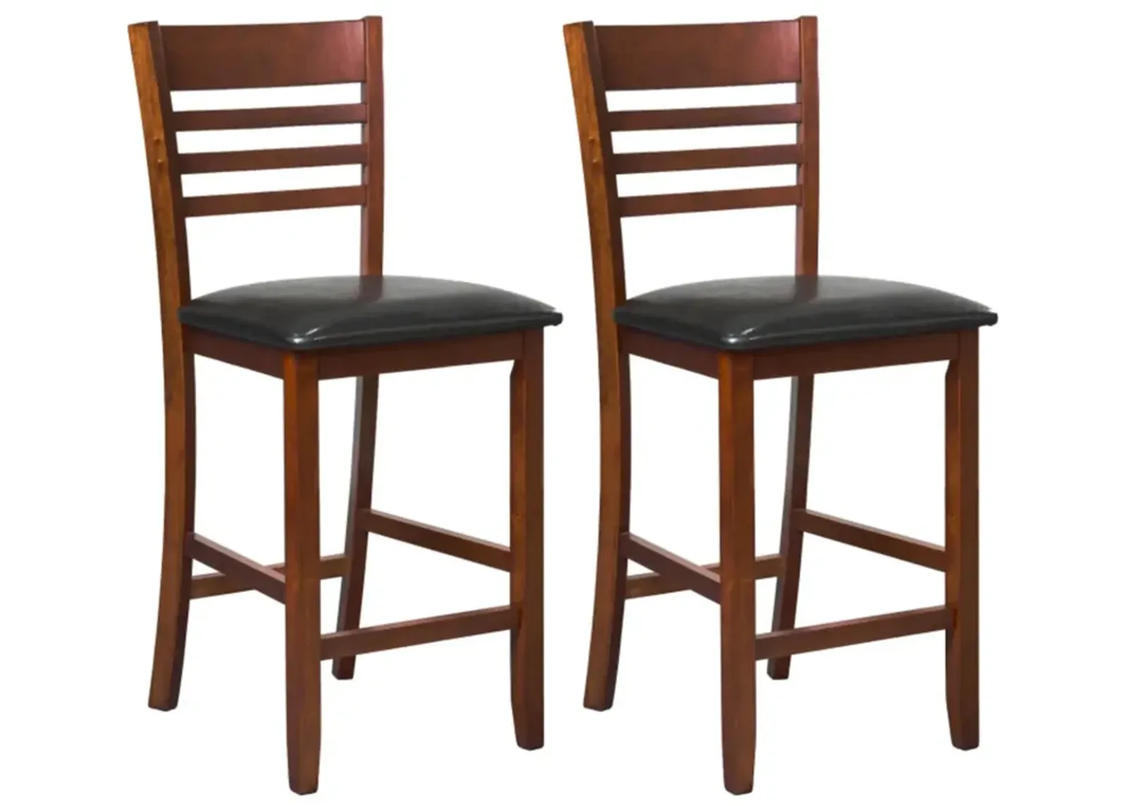 Hivvago Set of 2 Counter Height Bar Chair Kitchen Island Stool with Backrest and Footrest