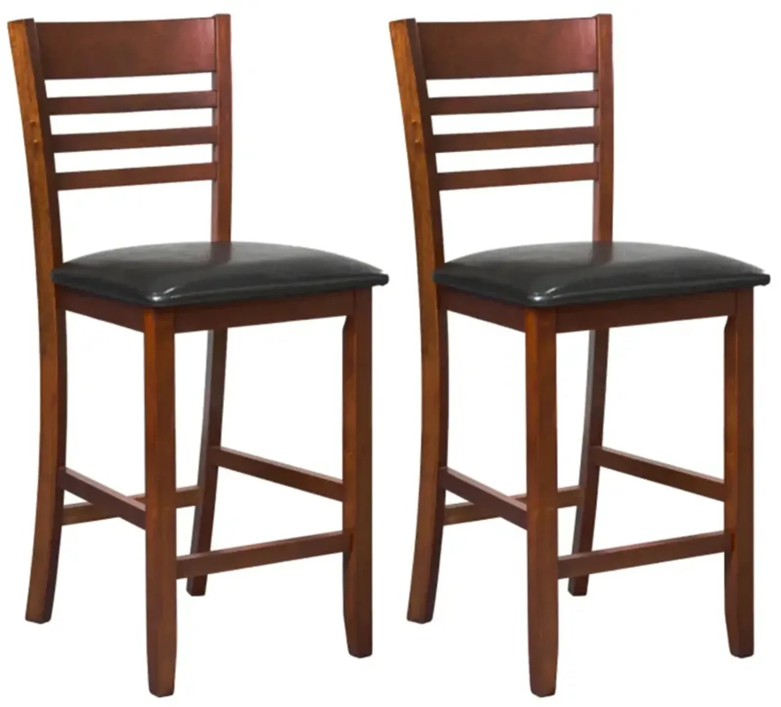 Hivvago Set of 2 Counter Height Bar Chair Kitchen Island Stool with Backrest and Footrest