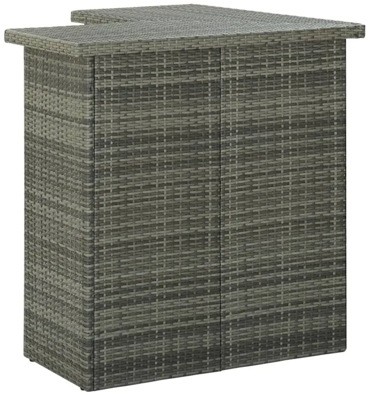 Shiro Outdoor Modular Corner Bar Table, 3 Shelf, Gray Rattan, 41 Inch - Benzara