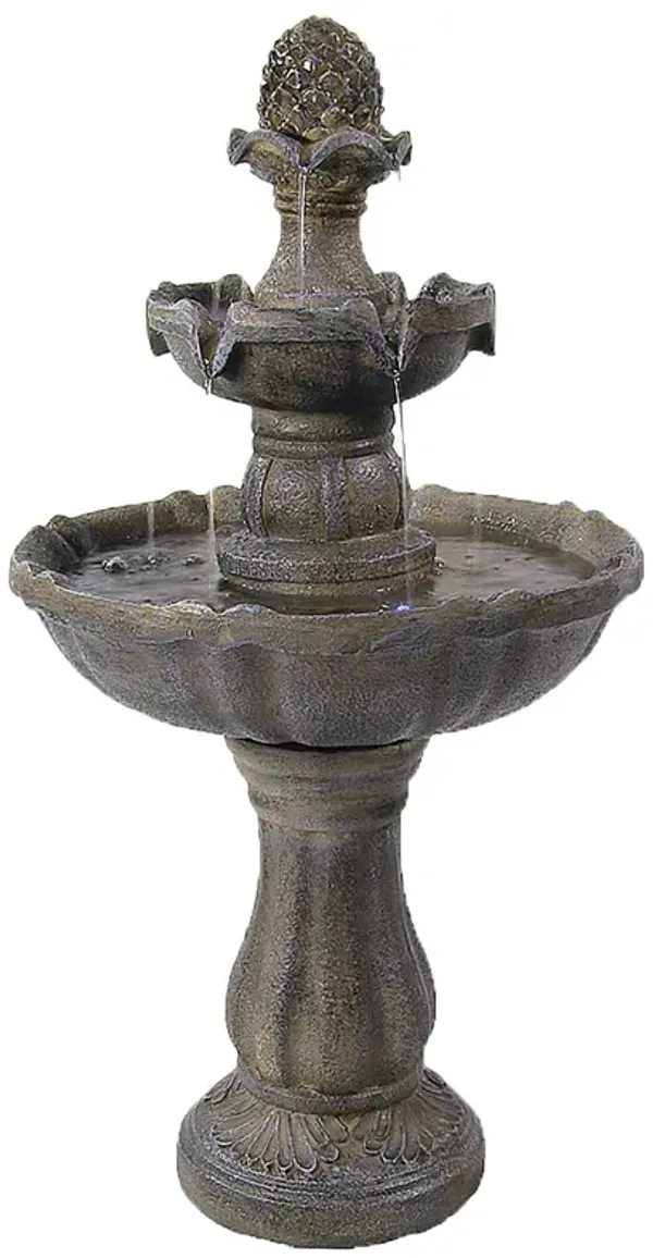 Sunnydaze Pineapple Polyresin Outdoor 2-Tier Solar Fountain with Battery