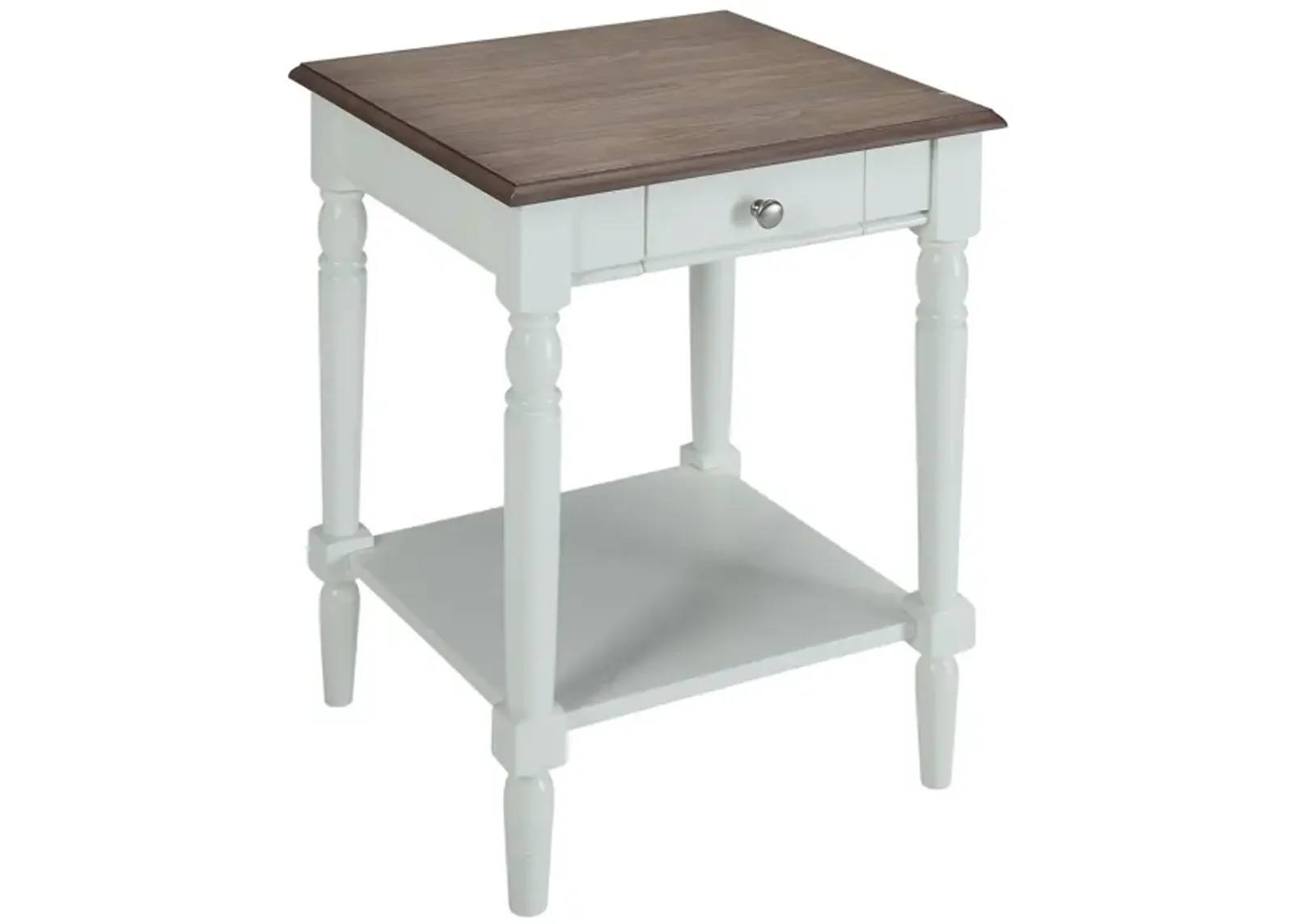 Convenience Concepts French Country 1 Drawer End Table with Shelf, Driftwood/White