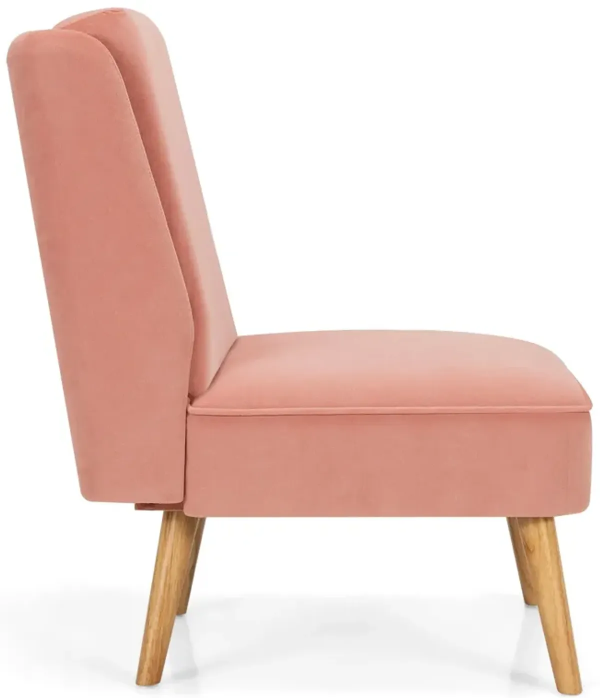 Velvet Accent Armless Side Chair with Rubber Wood Legs for Bedroom