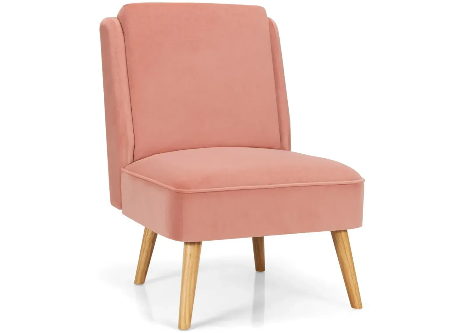 Velvet Accent Armless Side Chair with Rubber Wood Legs for Bedroom