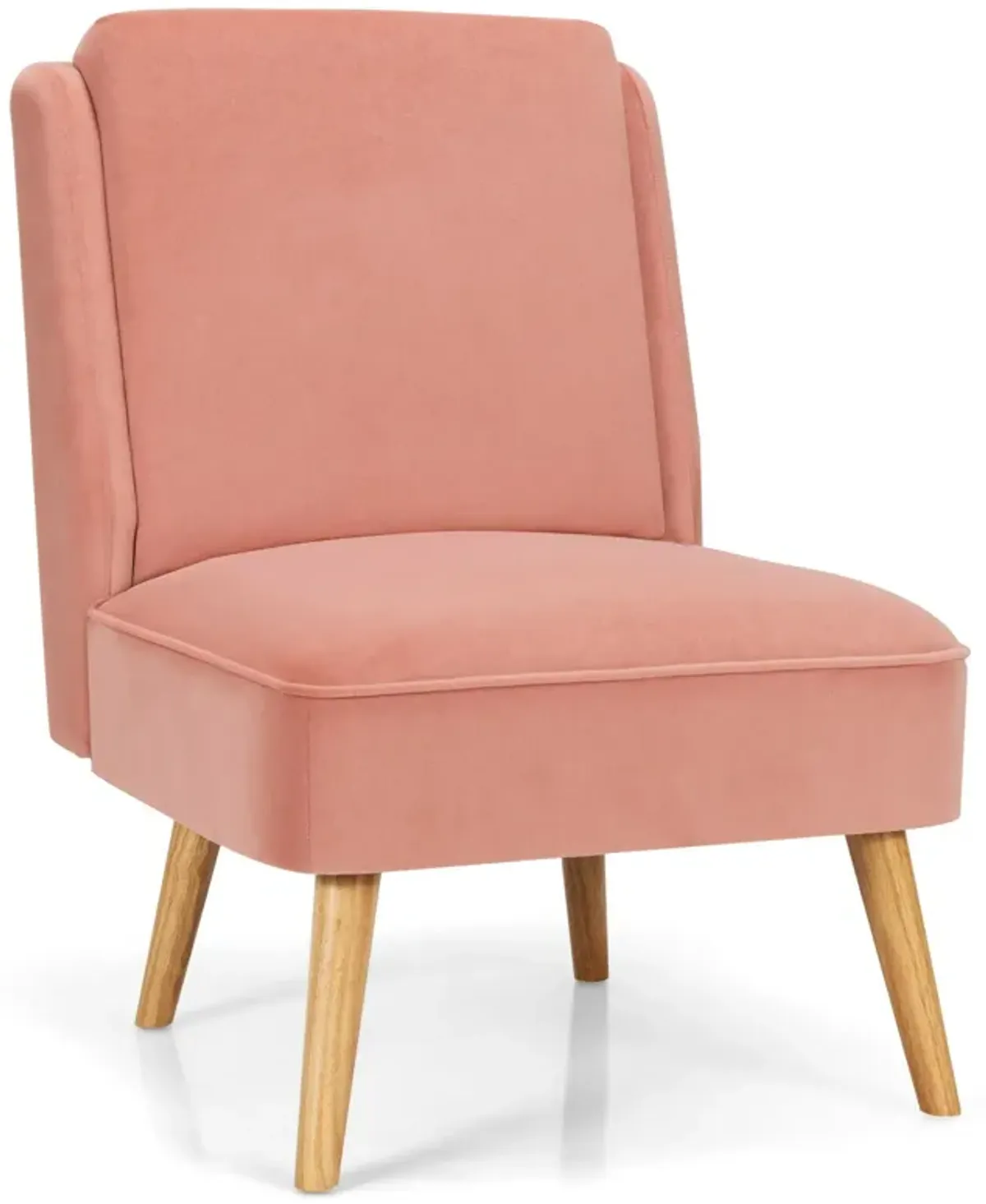 Velvet Accent Armless Side Chair with Rubber Wood Legs for Bedroom