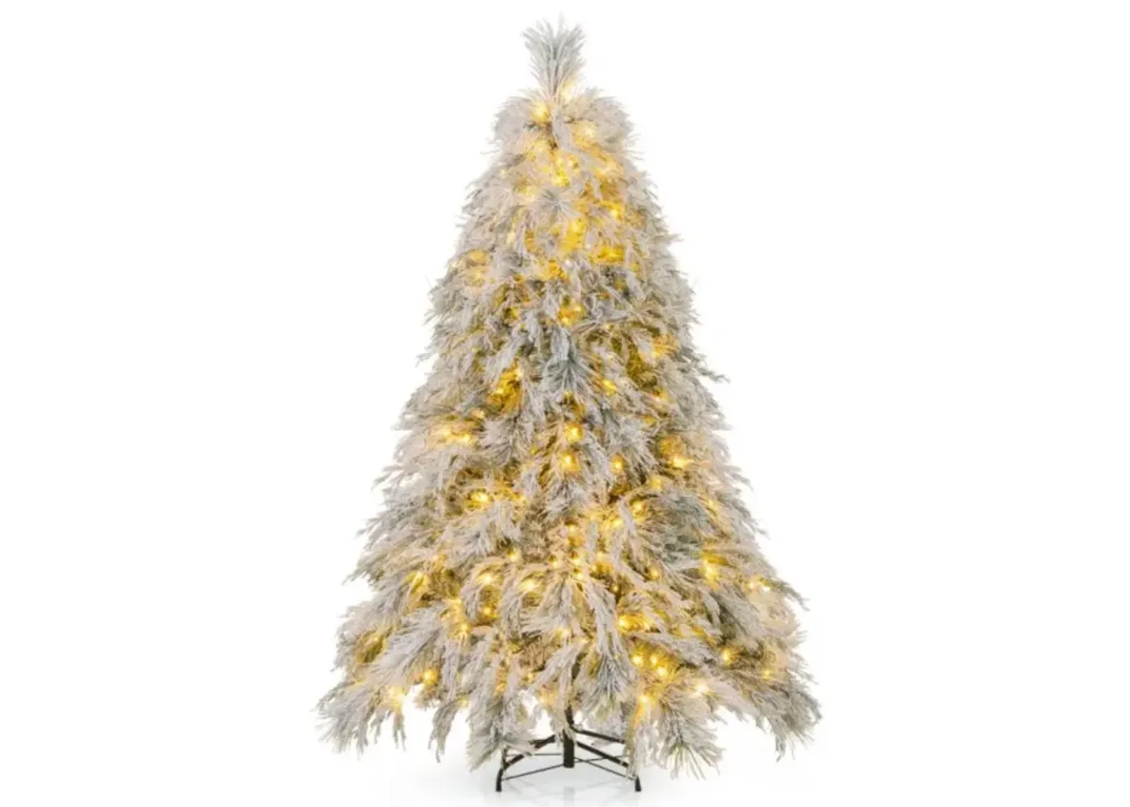 Pre-Lit Snow Flocked Christmas Tree with Warm White LED Lights