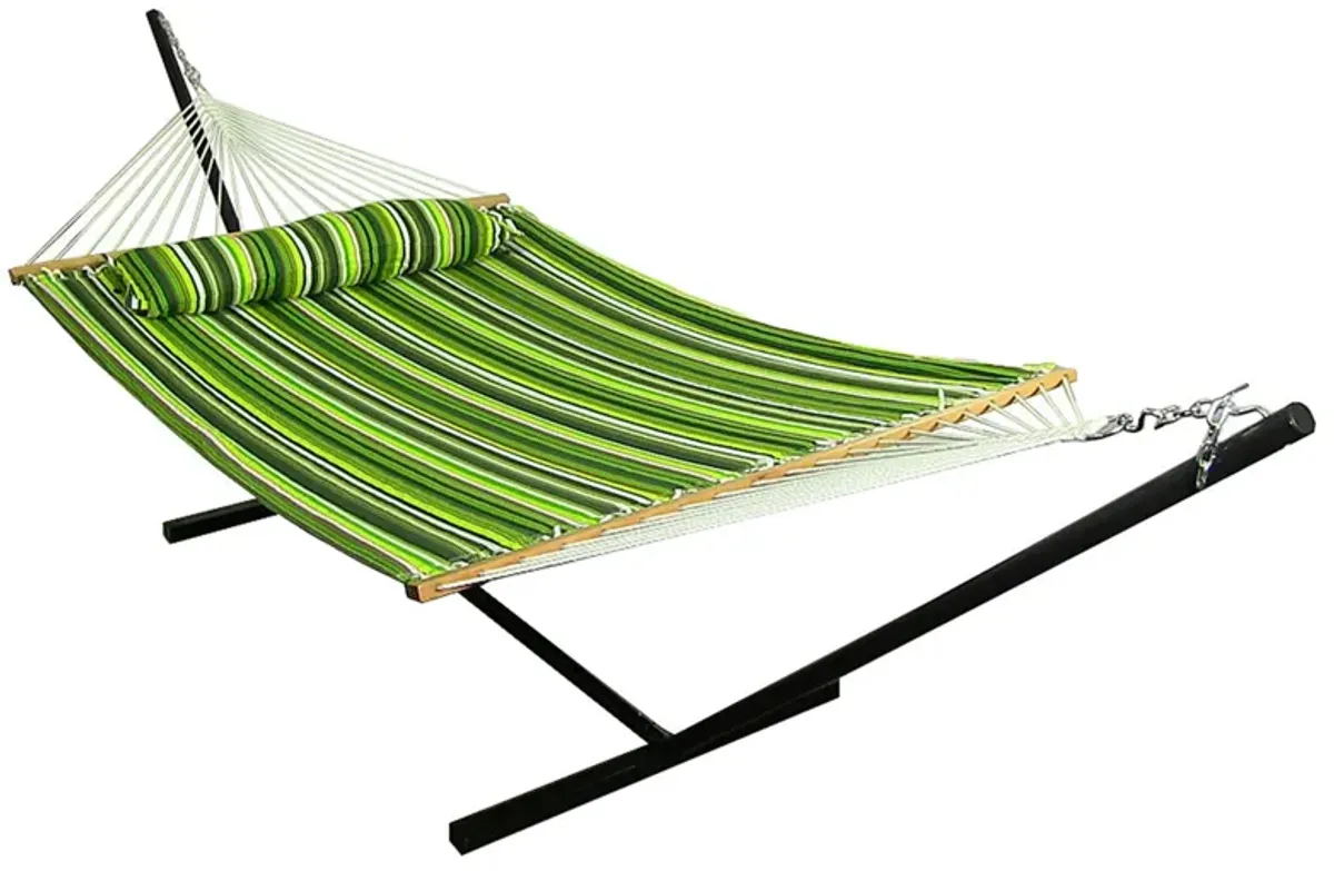 Sunnydaze 2-Person Quilted Fabric Hammock with Steel Stand