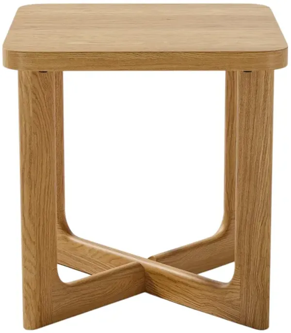 Hivvago 24 Inch Natural Solid Wood Square Cross Legs End Table