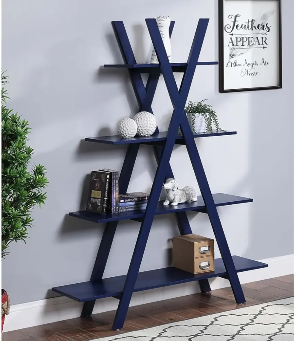 Convenience Concepts Oxford A Frame Bookshelf, Cobalt Blue