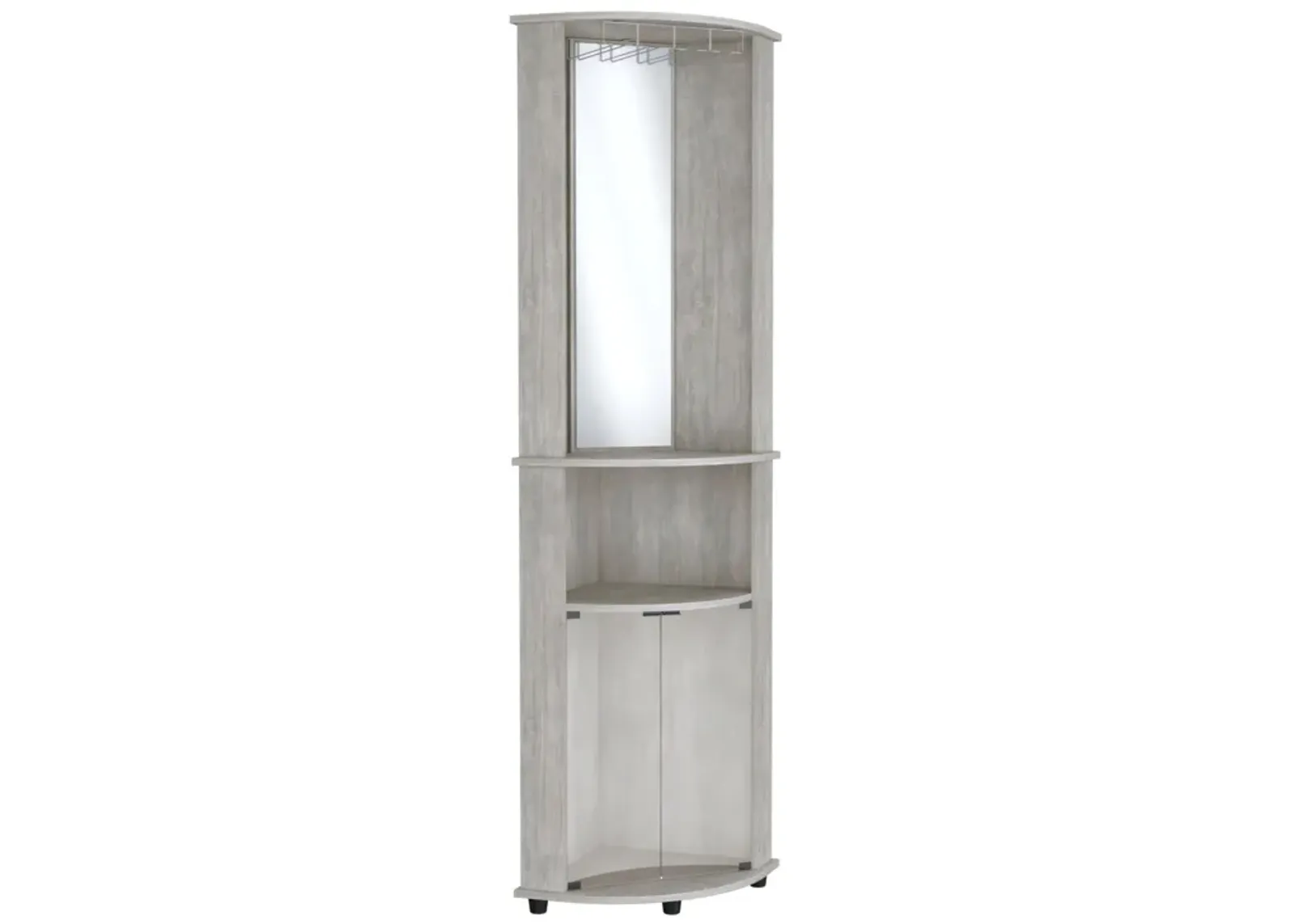 Chicago Corner Bar Cabinet, Rack, Glass Door -Concrete Gray