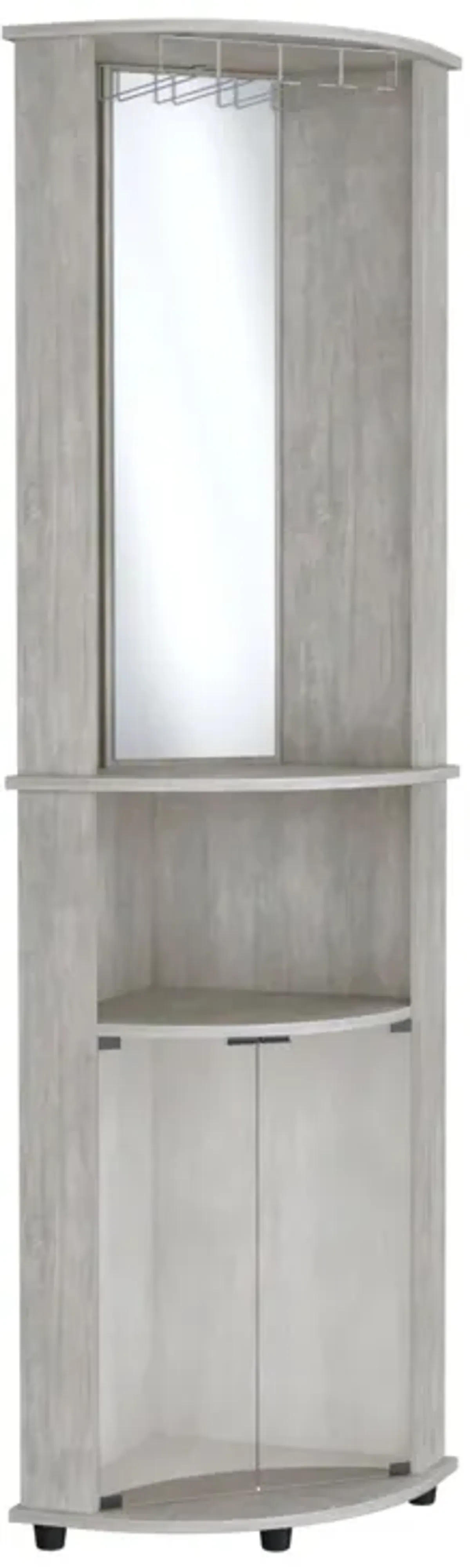 Chicago Corner Bar Cabinet, Rack, Glass Door -Concrete Gray