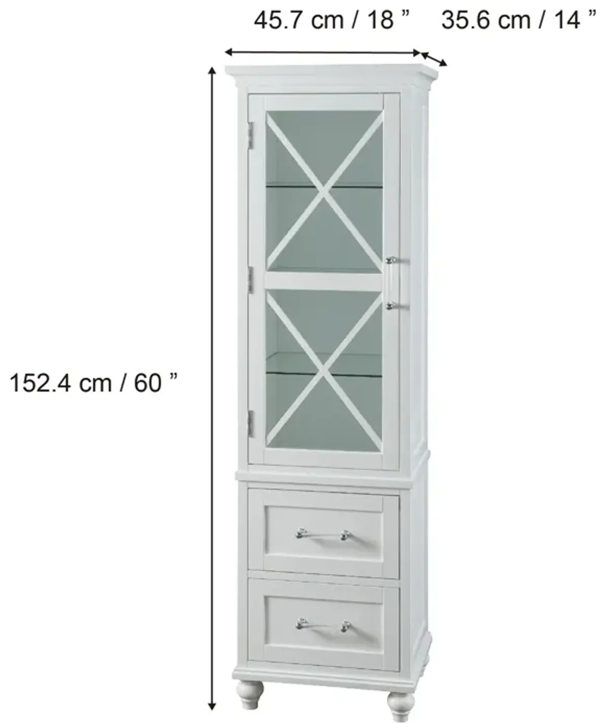 Teamson Home Blue Ridge Wooden Linen Tower Cabinet with Adjustable Shelves, White