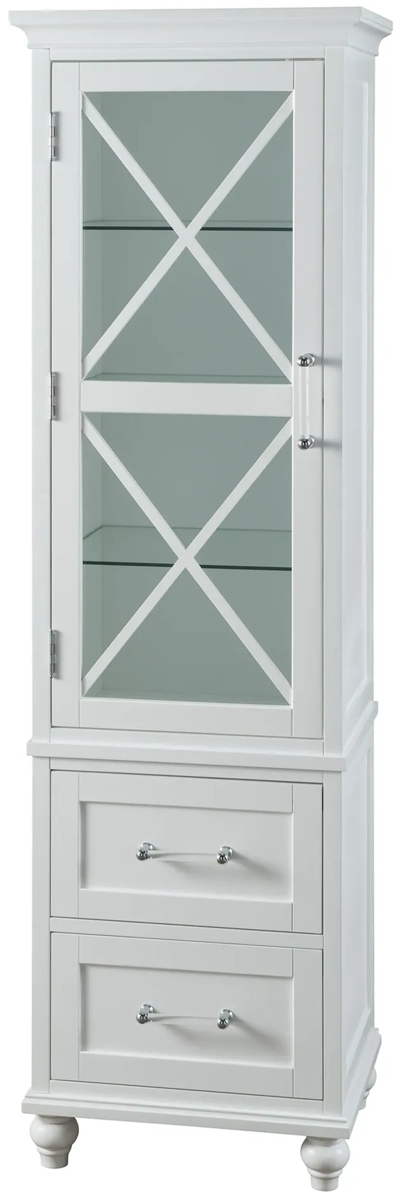 Teamson Home Blue Ridge Wooden Linen Tower Cabinet with Adjustable Shelves, White