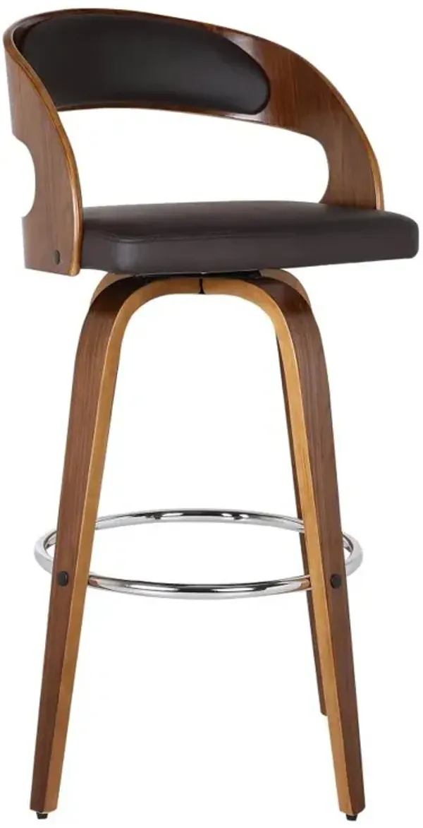 Hivvago 30 Inch Brown Solid Wood Swivel Low Back Bar Height Bar Chair