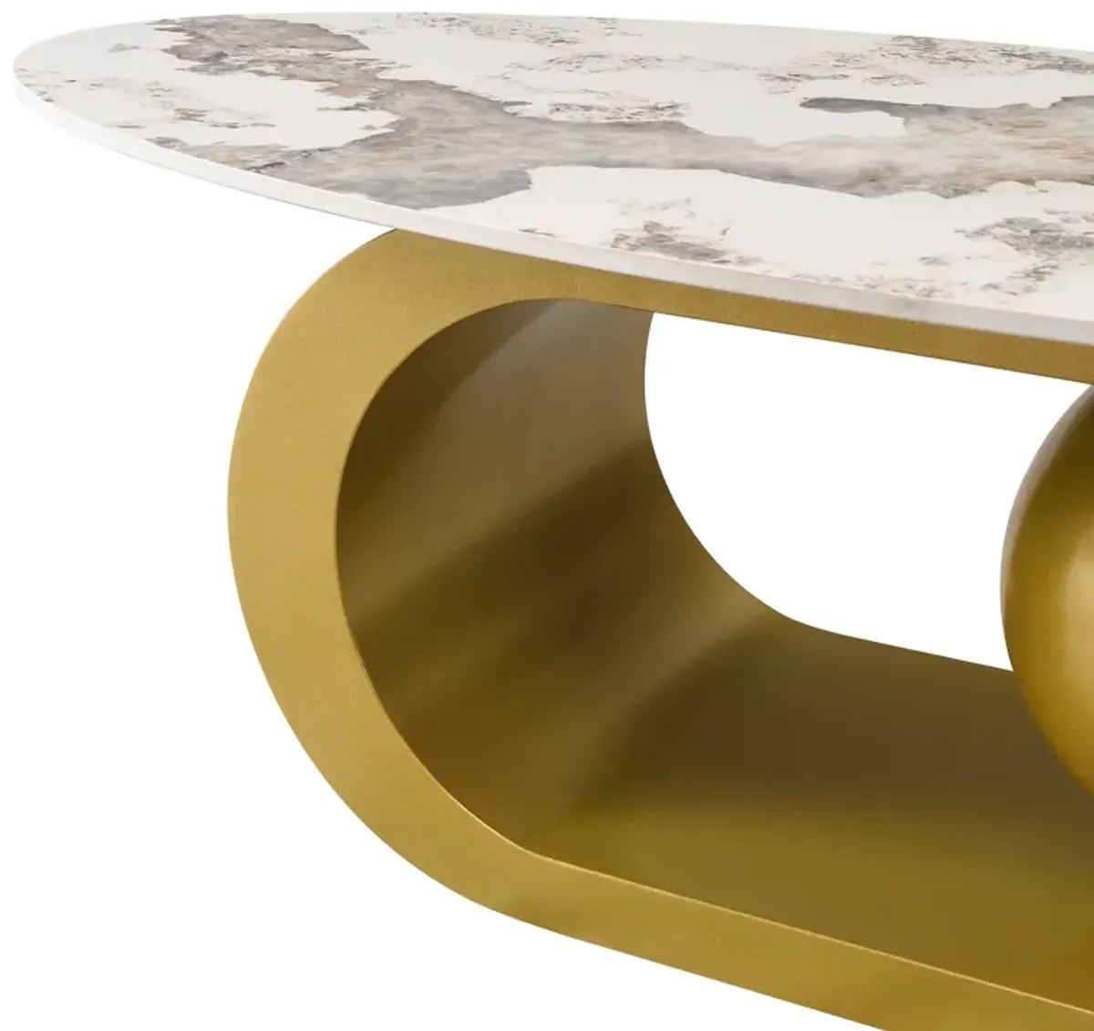 Merax Modern Oval Marble Pattern Coffee Table