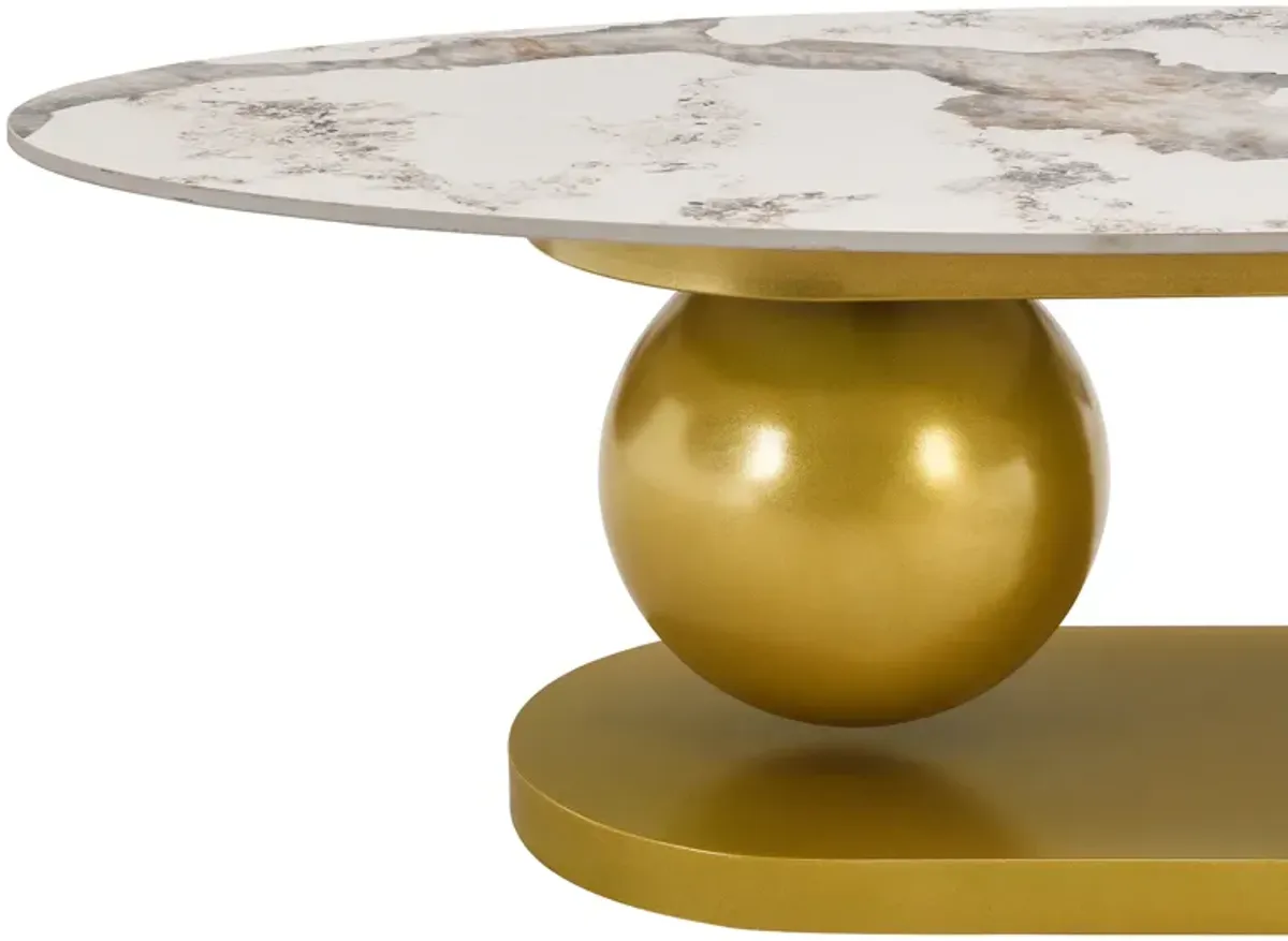 Merax Modern Oval Marble Pattern Coffee Table