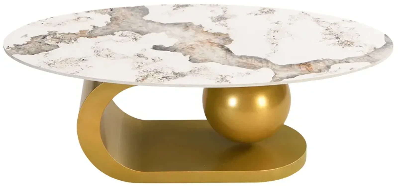 Merax Modern Oval Marble Pattern Coffee Table