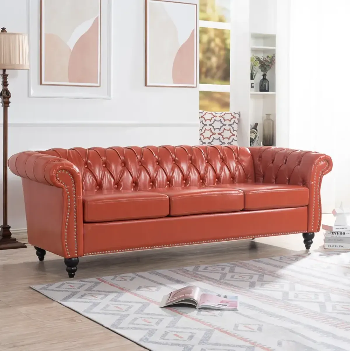 Rolled Arm Chesterfield 3 Seater Sofa