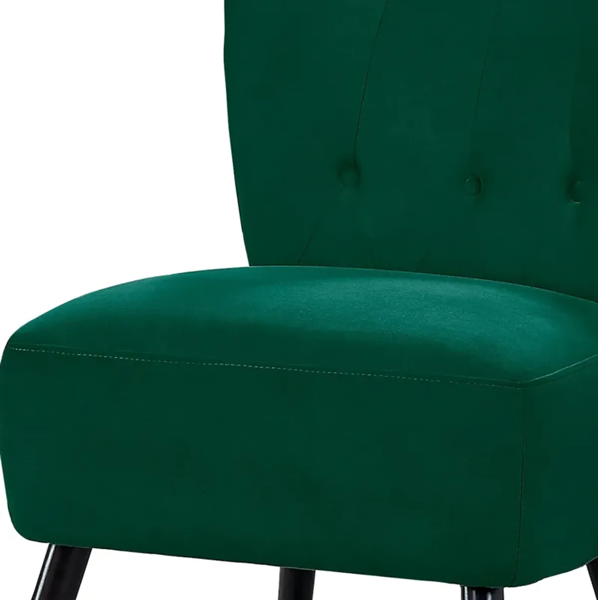 Upholstered Armless Accent Chair with Flared Back and Button Tufting, Green-Benzara