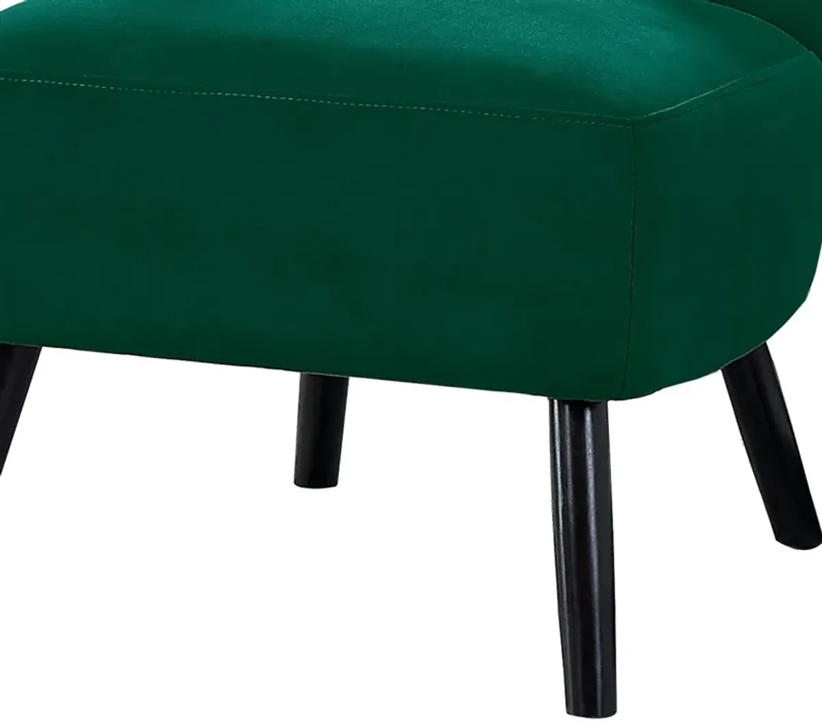 Upholstered Armless Accent Chair with Flared Back and Button Tufting, Green-Benzara