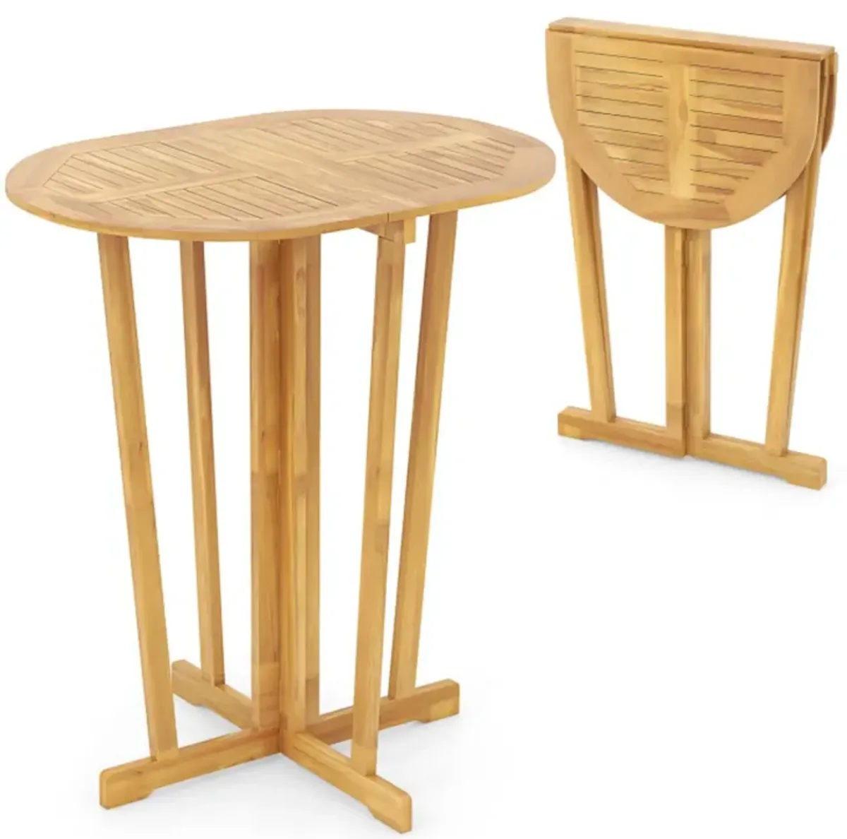 Hivvago Outdoor Folding Bar Table with Oval Tabletop and Cross Base