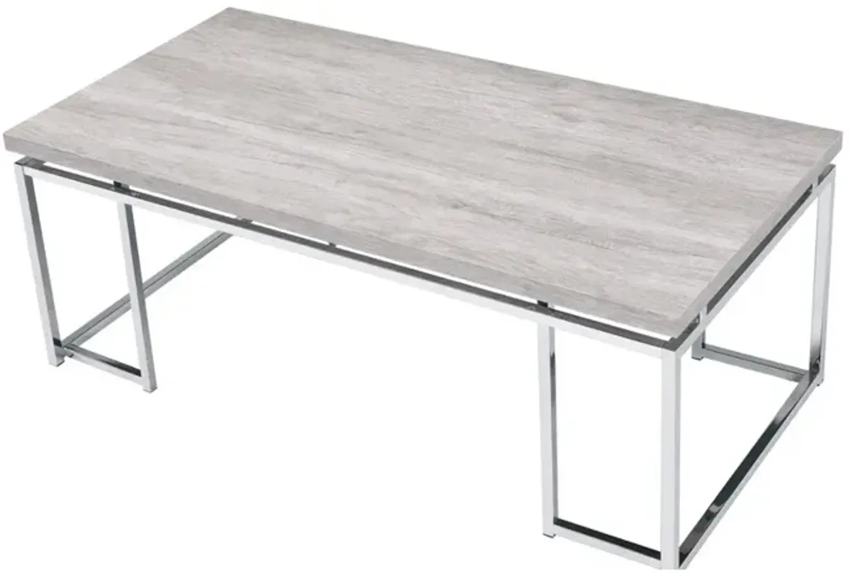 Coffee Table, Natural Oak & Chrome