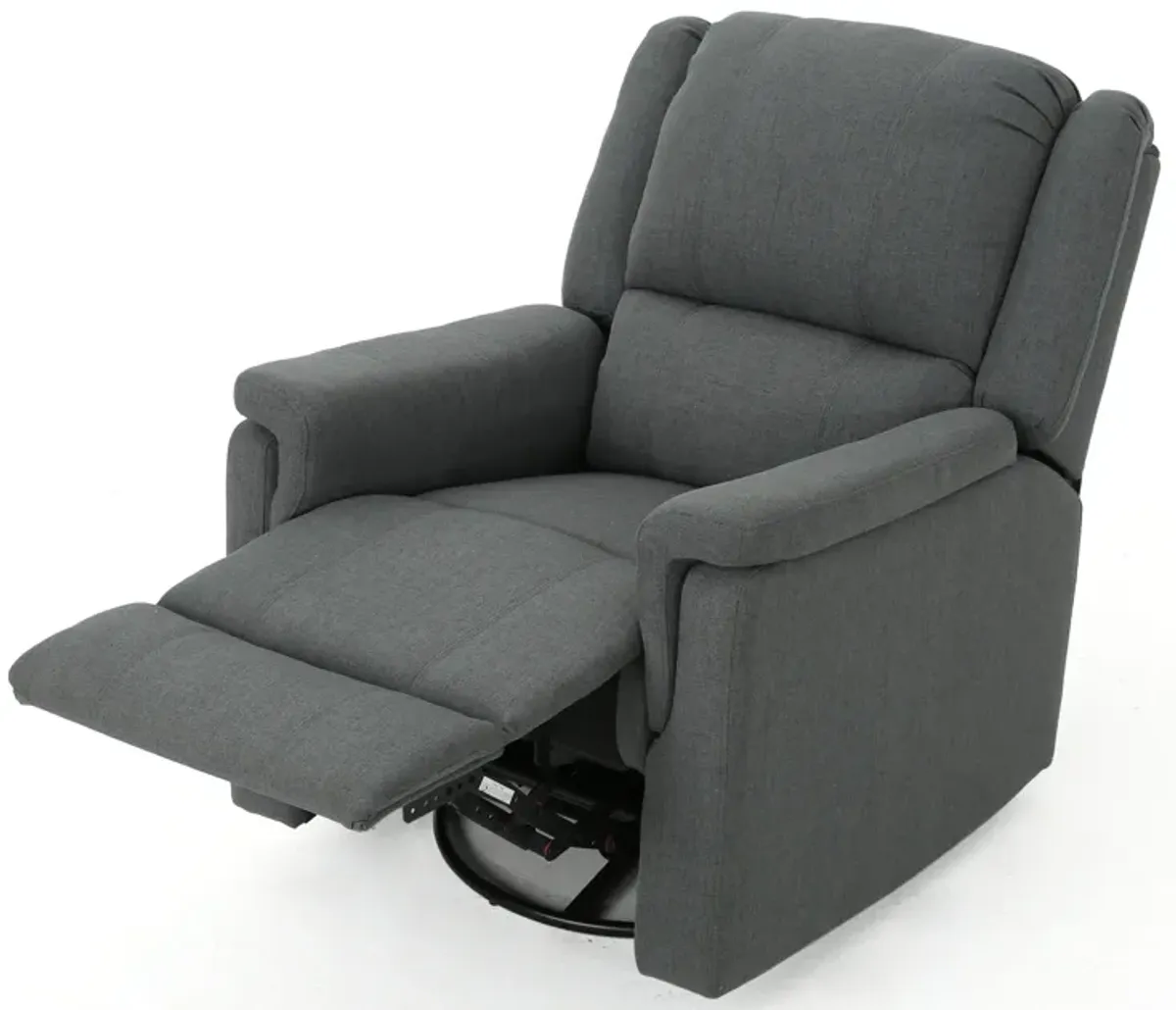 Zune Manual Glider Recliner Chair, Swivel Ergonomic Design, Charcoal Gray - Benzara