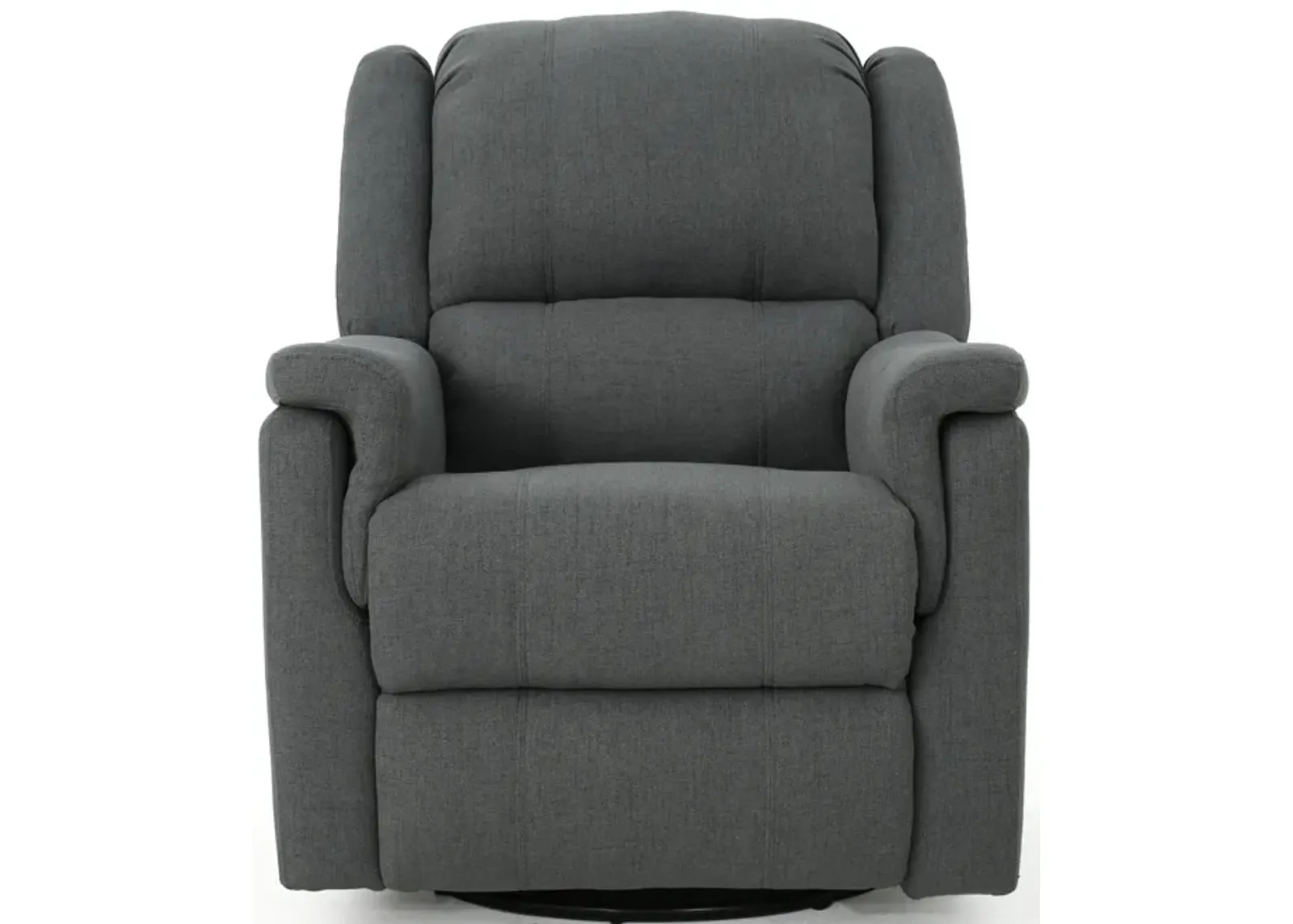 Zune Manual Glider Recliner Chair, Swivel Ergonomic Design, Charcoal Gray - Benzara