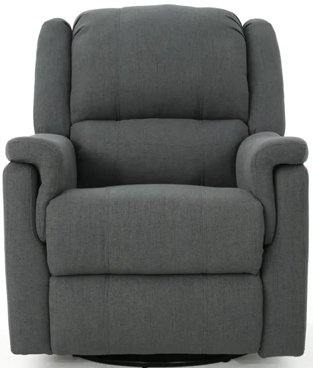 Zune Manual Glider Recliner Chair, Swivel Ergonomic Design, Charcoal Gray - Benzara