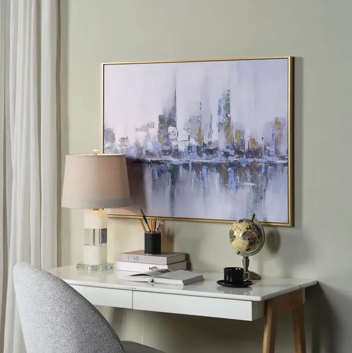 Carolina Living Cityscape Abstract Wall Art - Gold Frame - Medium