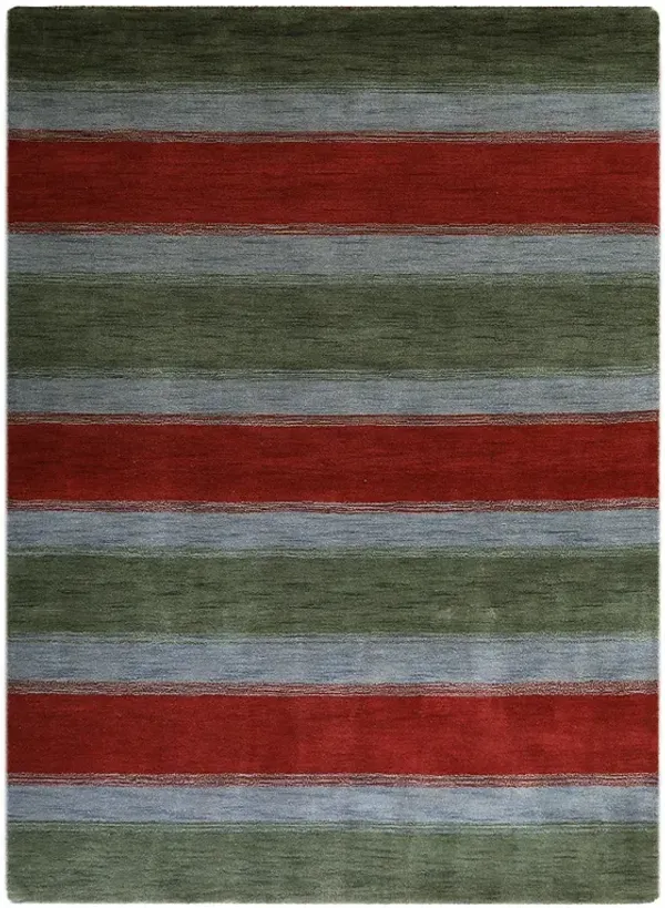 RUGSOTIC CARPETS HAND KNOTTED LOOM WOOL ECO-FRIENDLY AREA RUGS  - 8'x10', Rectangle, Green Blue Color, Contemporary Modern Design, High Pile Thick Handmade Anti Skid Rugs for Living Room (L00214)