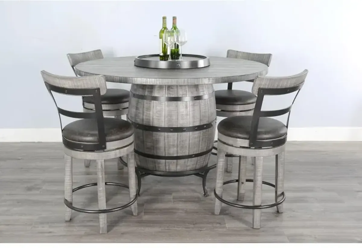 Sunny Designs Round Pub Table with Wine Barrel Base