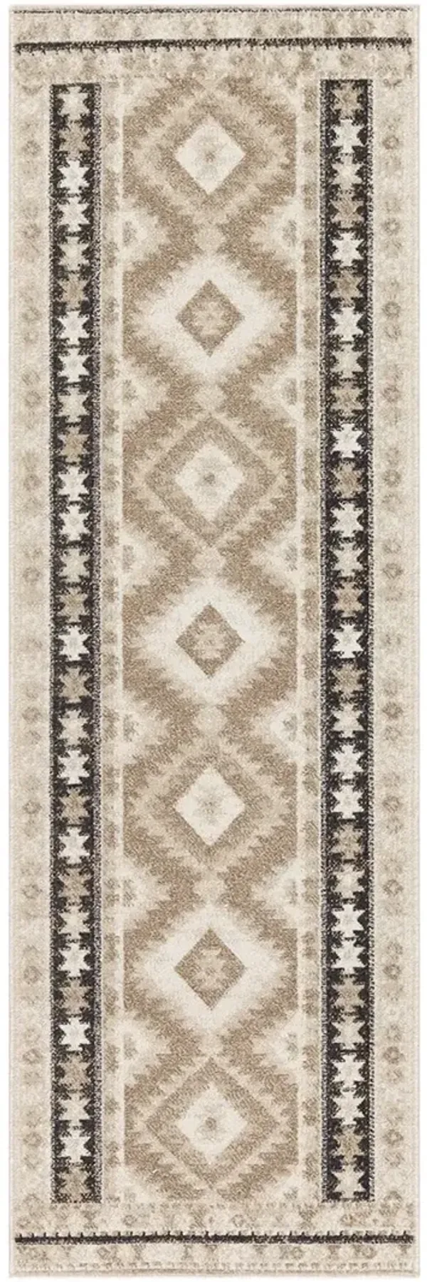 Washable Decor WSD06 Beige/Black 2' x 6' Rug