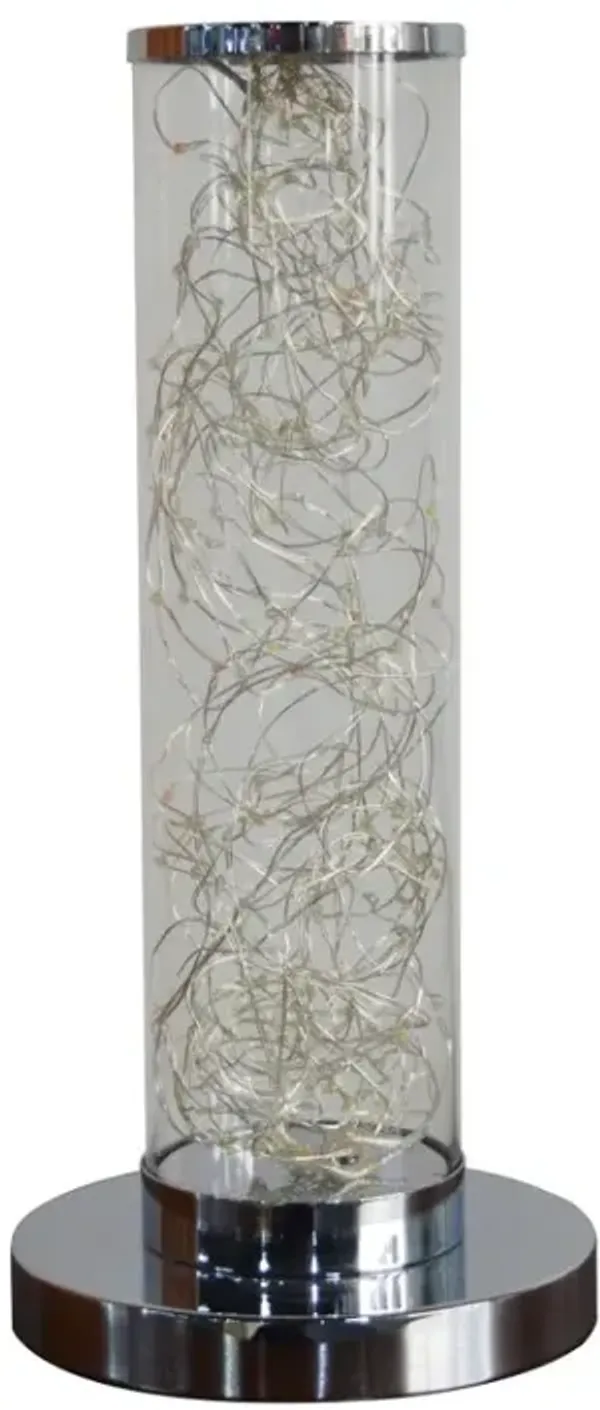 Hivvago 13" Silver Metal Column LED Table Lamp