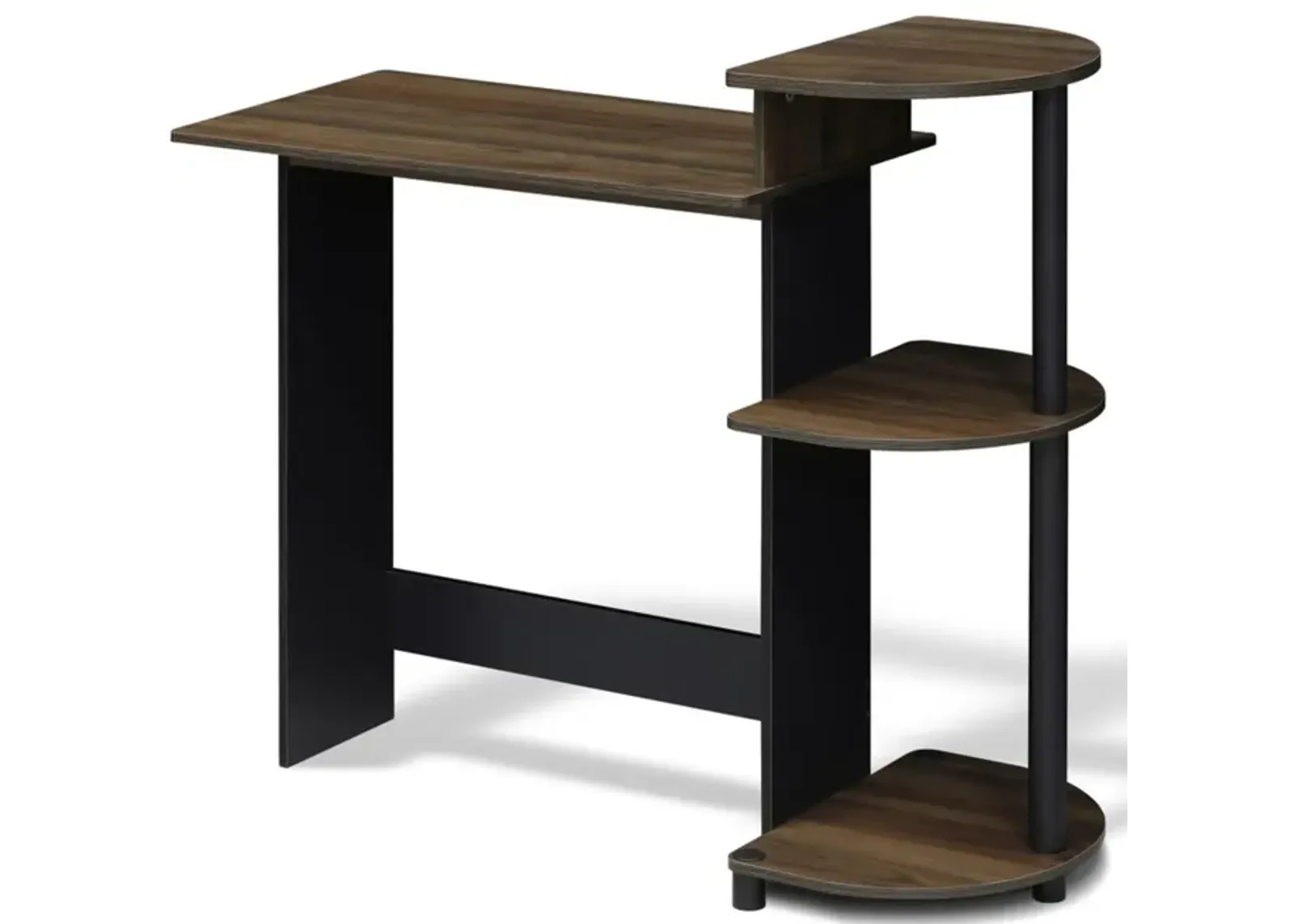 Furinno Furinno Compact Computer Desk with Shelves, Columbia Walnut/Black, 11181CWN/BK