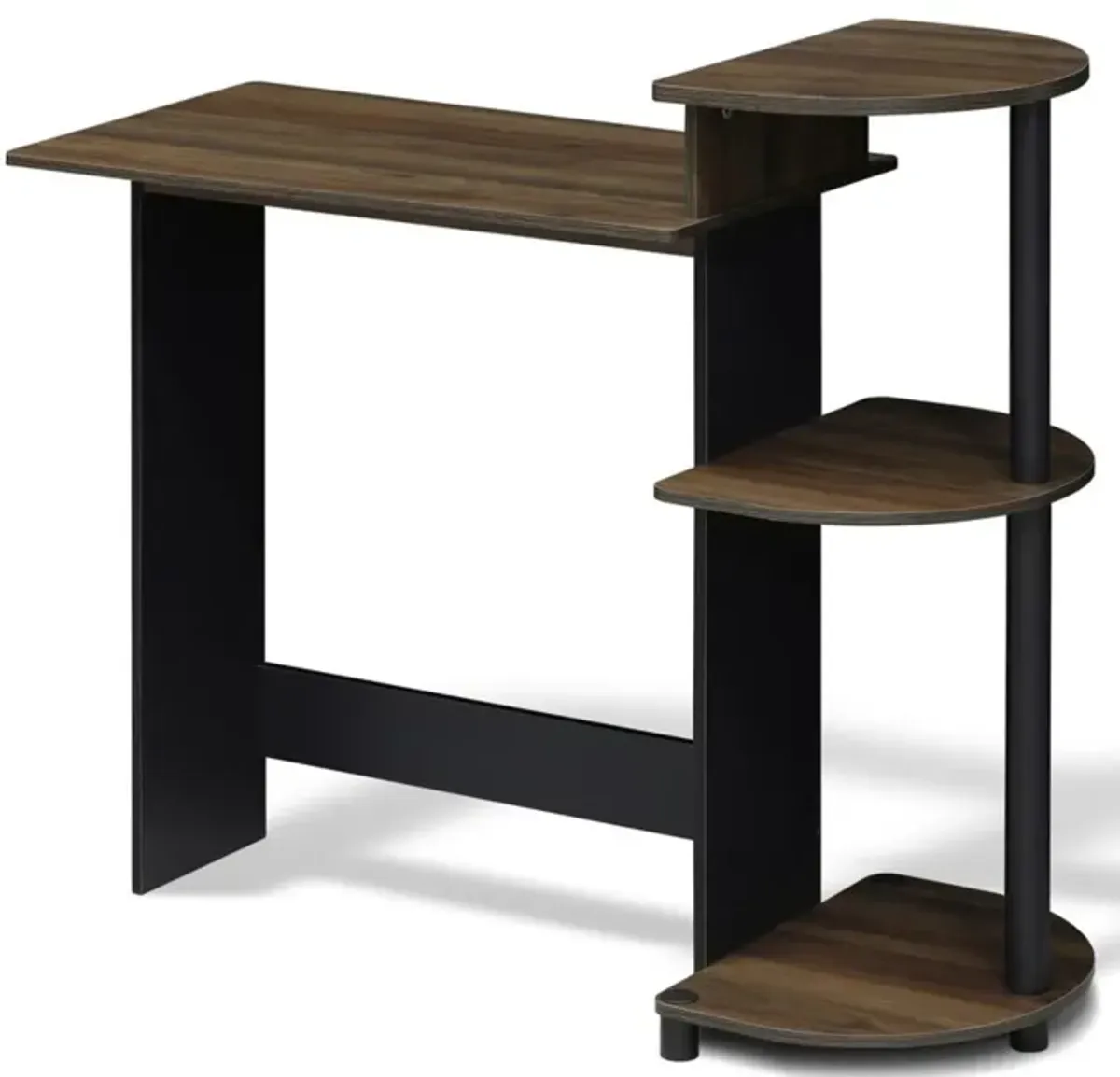 Furinno Furinno Compact Computer Desk with Shelves, Columbia Walnut/Black, 11181CWN/BK