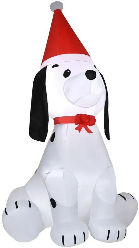 6' Inflatable Christmas Puppy Dog with Hat, Blow-Up Outdoor Display w/ LEDs